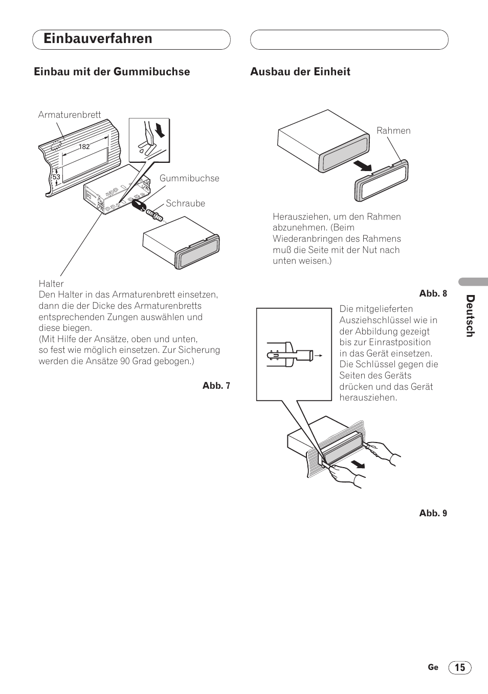 Einbauverfahren | Pioneer ANH-P9R-BK User Manual | Page 67 / 160