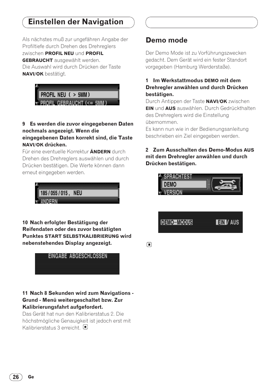 Demo mode 26, Einstellen der navigation, Demo mode | Pioneer ANH-P9R-BK User Manual | Page 78 / 160