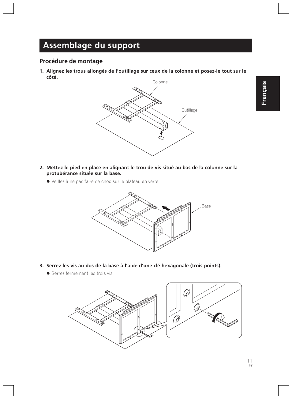 Assemblage du support, Français, Procédure de montage | Pioneer PDK-LS01 User Manual | Page 11 / 51