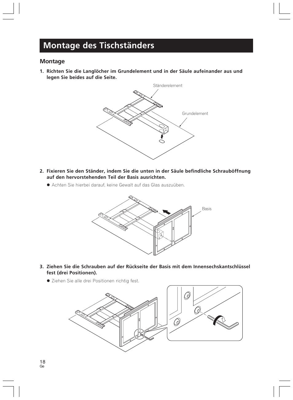 Montage des tischständers, Montage | Pioneer PDK-LS01 User Manual | Page 18 / 51