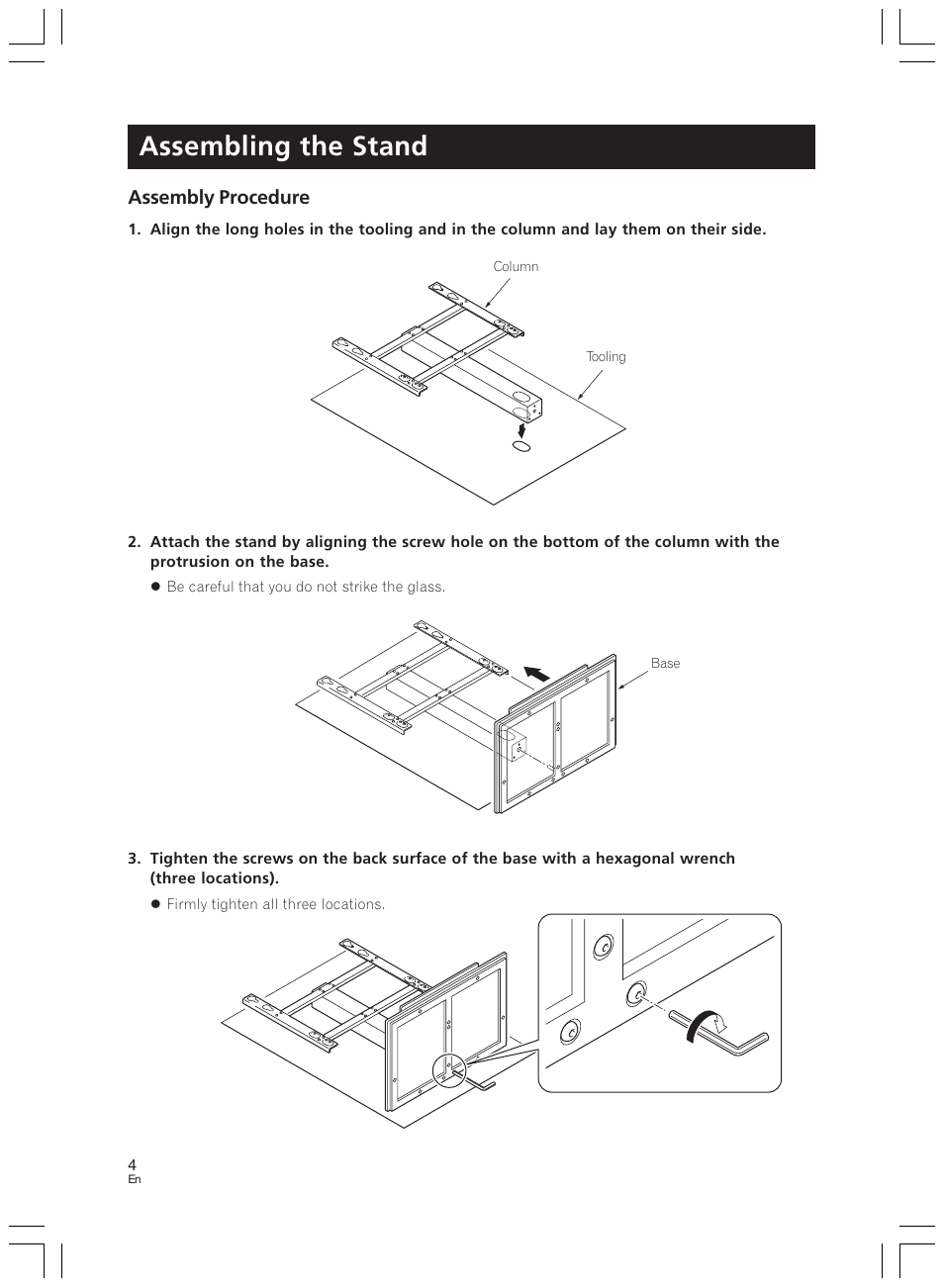Assembling the stand, Assembly procedure | Pioneer PDK-LS01 User Manual | Page 4 / 51