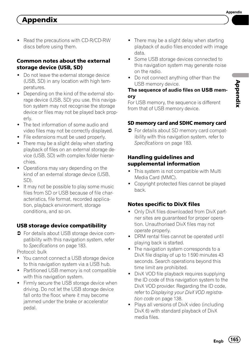 Appendix | Pioneer AVIC-F20BT User Manual | Page 165 / 188