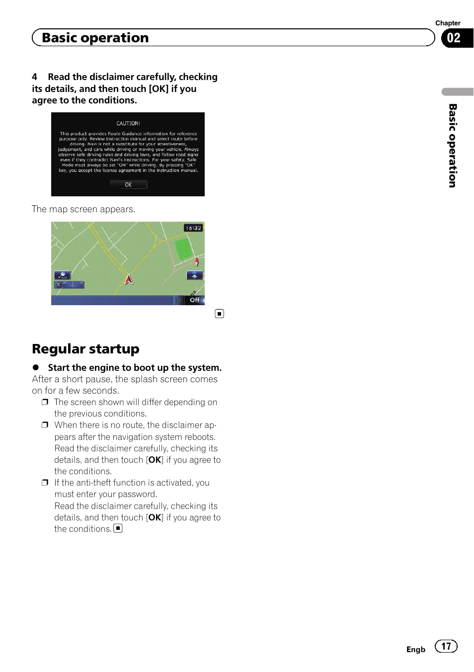 Regular startup, Basic operation | Pioneer AVIC-F20BT User Manual | Page 17 / 188