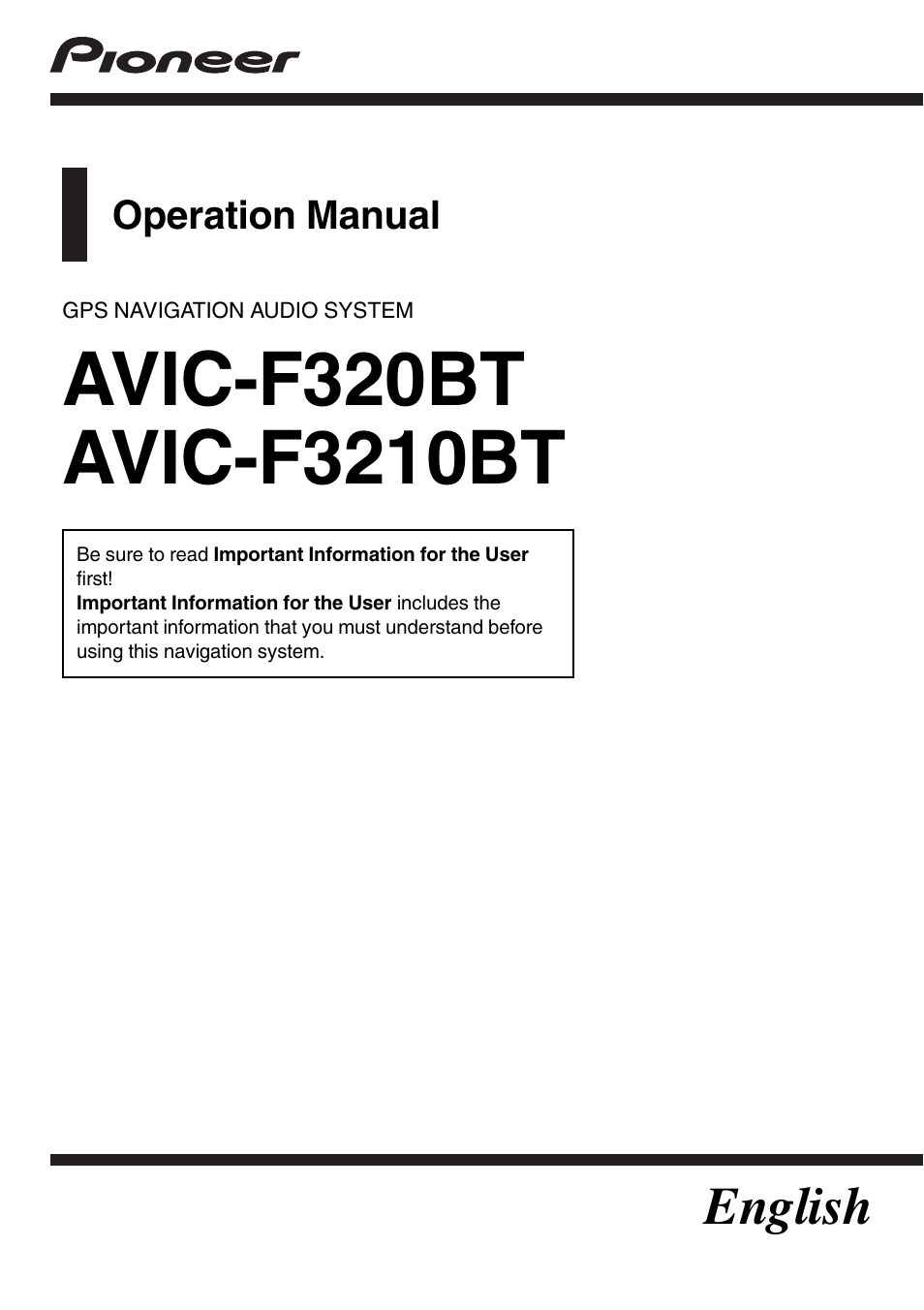 Pioneer AVIC-F3210BT User Manual | 148 pages