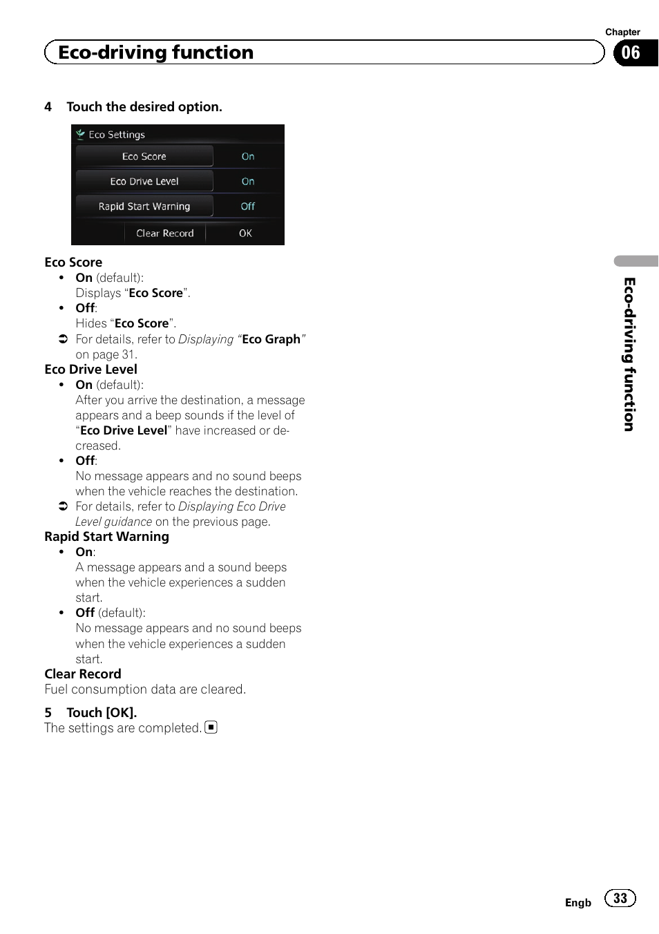 Eco-driving function | Pioneer AVIC-F3210BT User Manual | Page 33 / 148