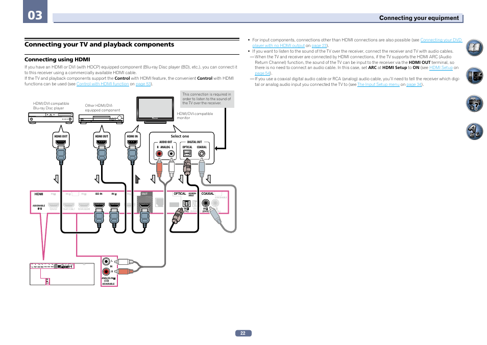 Connecting your tv and playback components | Pioneer VSX-922-S User Manual | Page 22 / 109