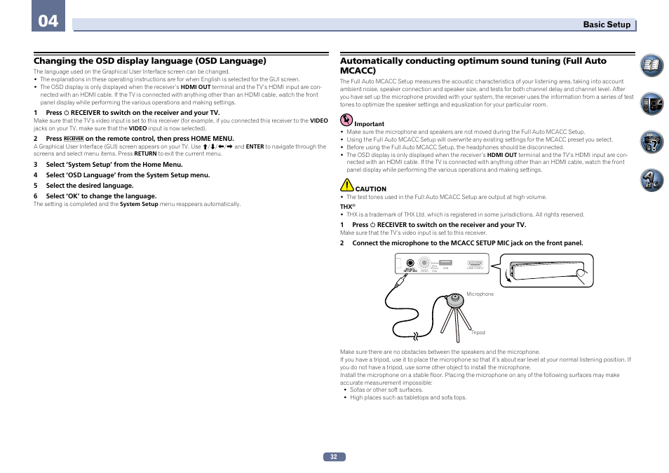 Changing the osd display language (osd language) | Pioneer VSX-922-S User Manual | Page 32 / 109
