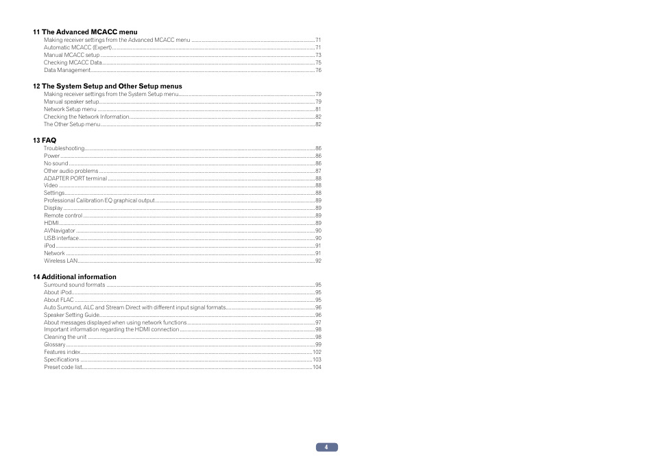 Pioneer VSX-922-S User Manual | Page 4 / 109