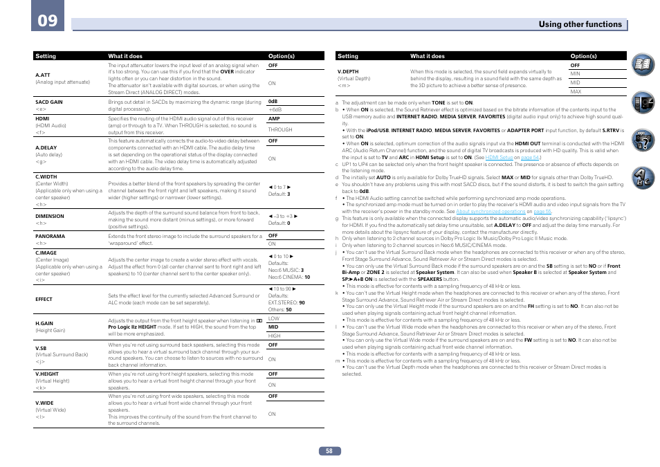 Using other functions | Pioneer VSX-922-S User Manual | Page 58 / 109