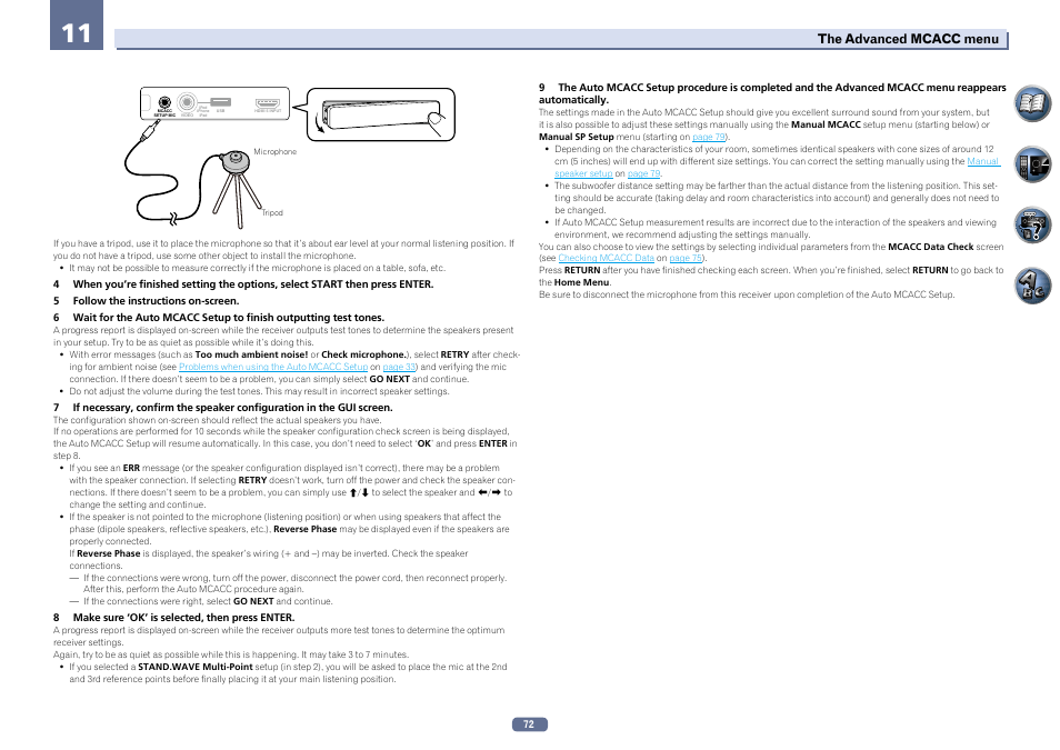 The advanced mcacc menu | Pioneer VSX-922-S User Manual | Page 72 / 109