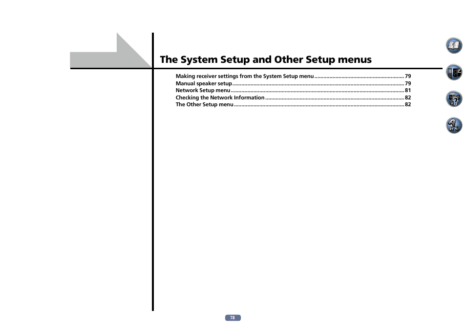 The system setup and other setup menus | Pioneer VSX-922-S User Manual | Page 78 / 109