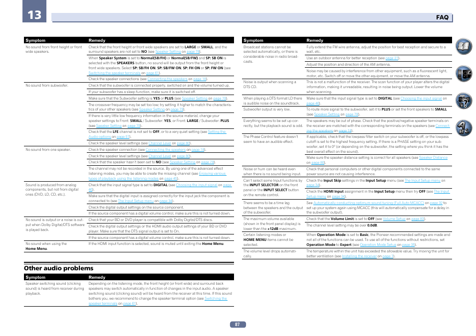 Other audio problems | Pioneer VSX-922-S User Manual | Page 87 / 109