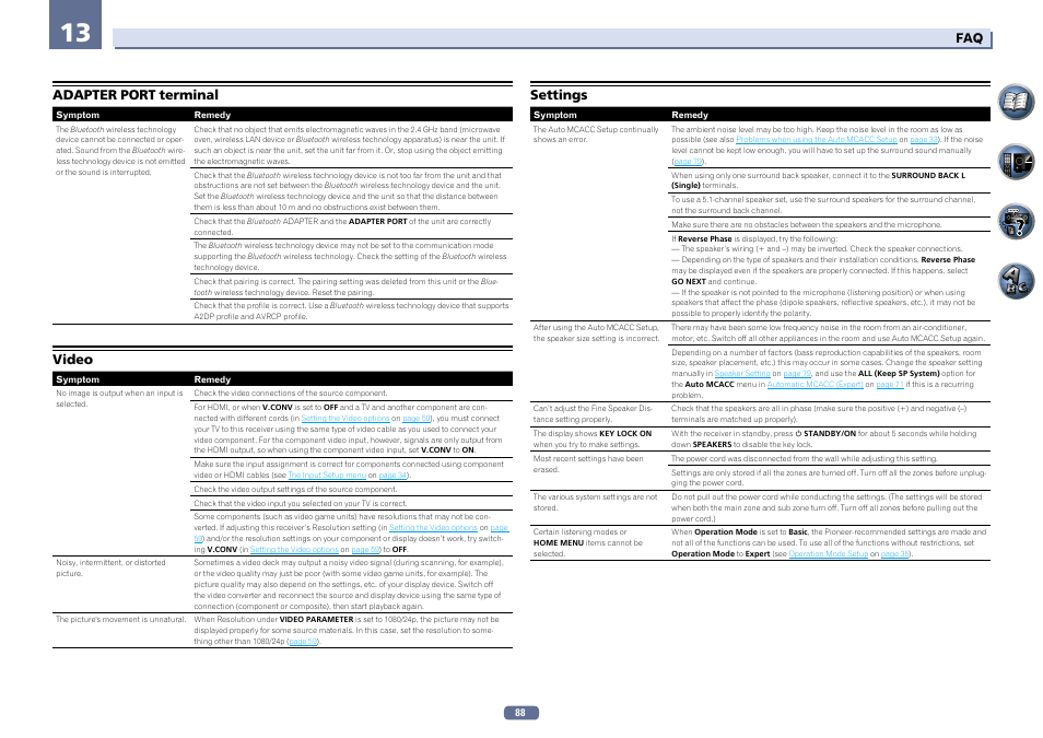 Adapter port terminal video settings, Adapter port terminal, Video | Settings | Pioneer VSX-922-S User Manual | Page 88 / 109