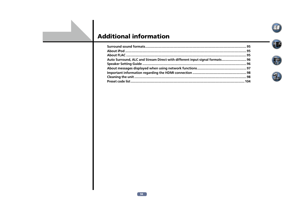 Additional information | Pioneer VSX-922-S User Manual | Page 94 / 109