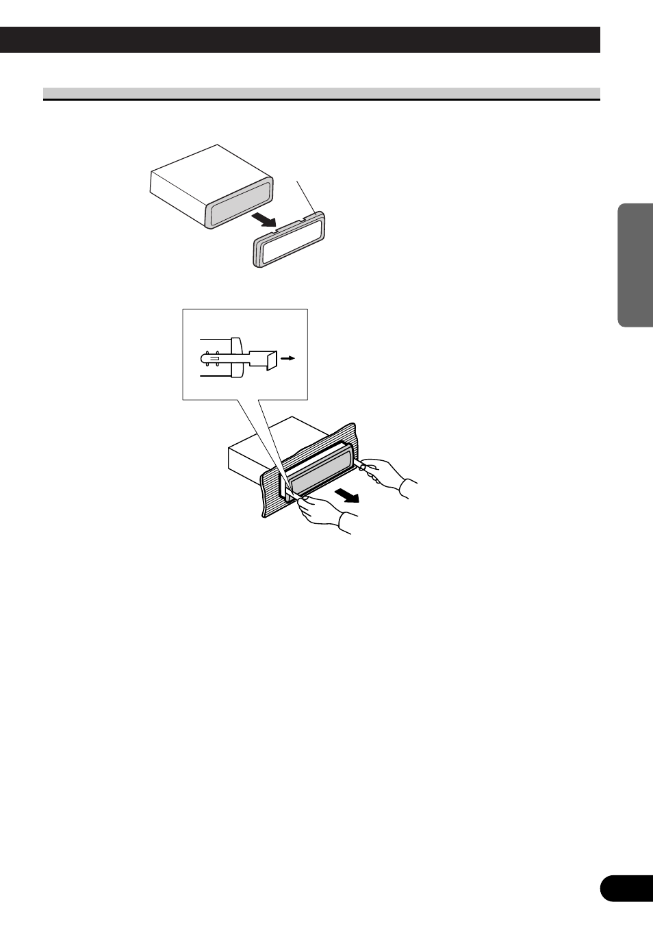 Extracción de la unidad, A title (english) | Pioneer MEH-P7300R User Manual | Page 15 / 52