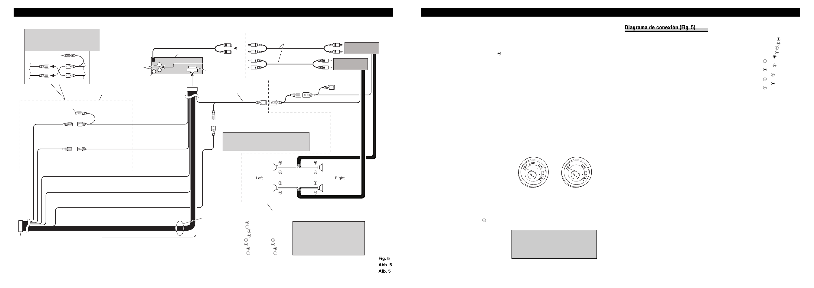 Conexión de las unidades, Español, Connecting the units | Diagrama de conexión (fig. 5) | Pioneer DEH-3300R User Manual | Page 4 / 6