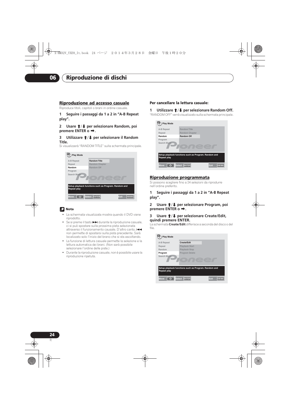 Riproduzione ad accesso casuale, Riproduzione programmata, Riproduzione di dischi 06 | Pioneer X-HM32V-S User Manual | Page 162 / 280