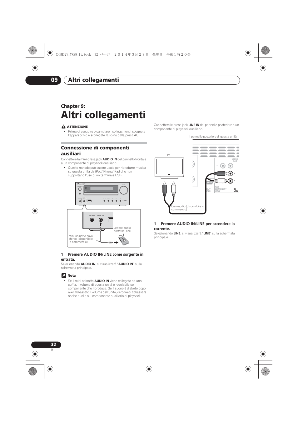 09 altri collegamenti, Connessione di componenti ausiliari, Altri collegamenti | Altri collegamenti 09, Chapter 9, Timer | Pioneer X-HM32V-S User Manual | Page 170 / 280