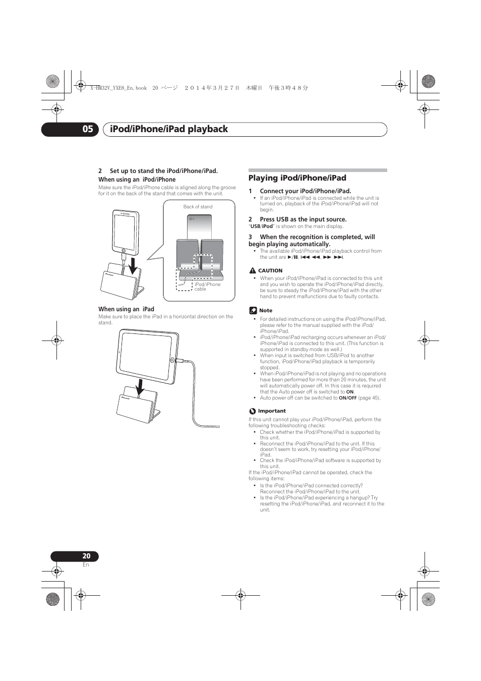 Playing ipod/iphone/ipad, Ipod/iphone/ipad playback 05 | Pioneer X-HM32V-S User Manual | Page 20 / 280