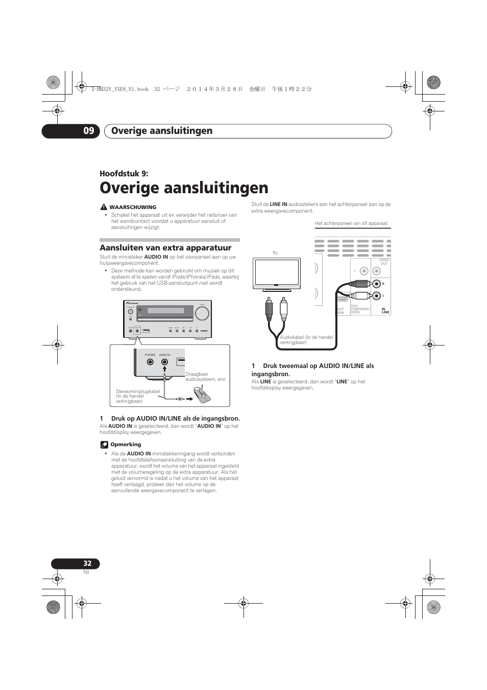 09 overige aansluitingen, Aansluiten van extra apparatuur, Overige aansluitingen | Overige aansluitingen 09, Hoofdstuk 9, Timer | Pioneer X-HM32V-S User Manual | Page 216 / 280