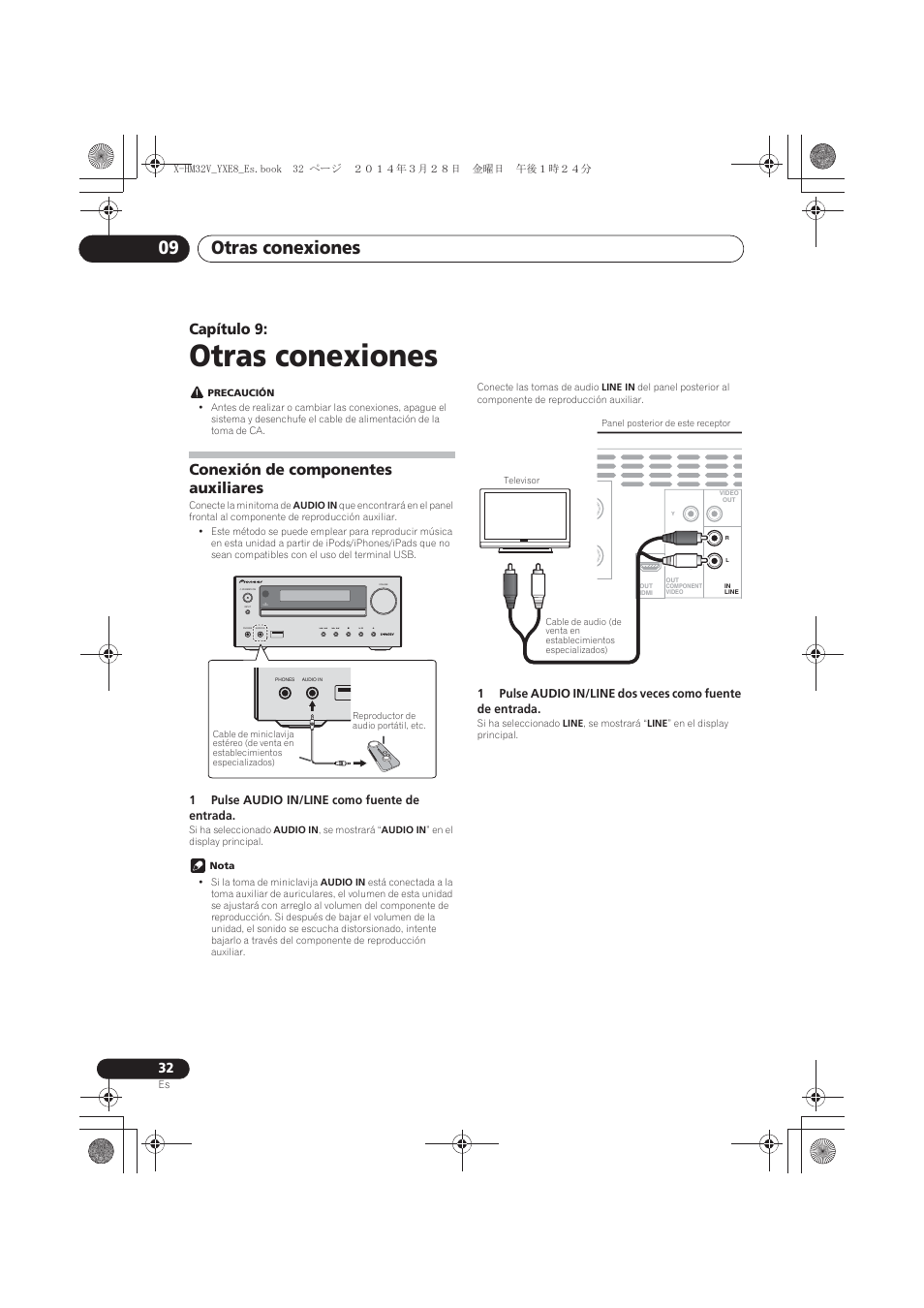 09 otras conexiones, Conexión de componentes auxiliares, Otras conexiones | Otras conexiones 09, Capítulo 9, Timer | Pioneer X-HM32V-S User Manual | Page 262 / 280
