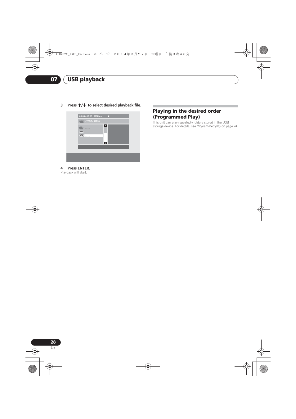 Playing in the desired order (programmed play), Usb playback 07 | Pioneer X-HM32V-S User Manual | Page 28 / 280