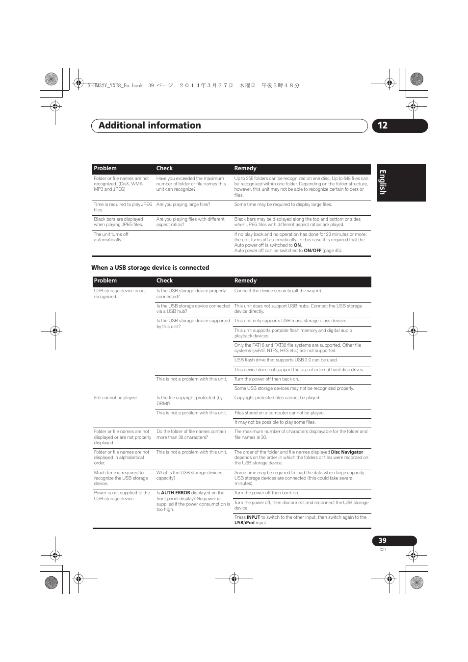 Additional information 12, English | Pioneer X-HM32V-S User Manual | Page 39 / 280