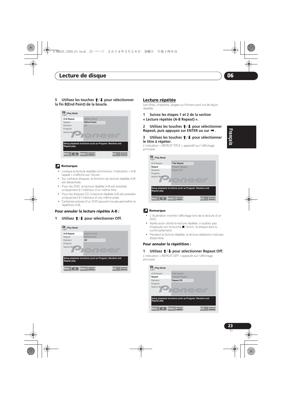 Lecture répétée, Lecture de disque 06 | Pioneer X-HM32V-S User Manual | Page 69 / 280