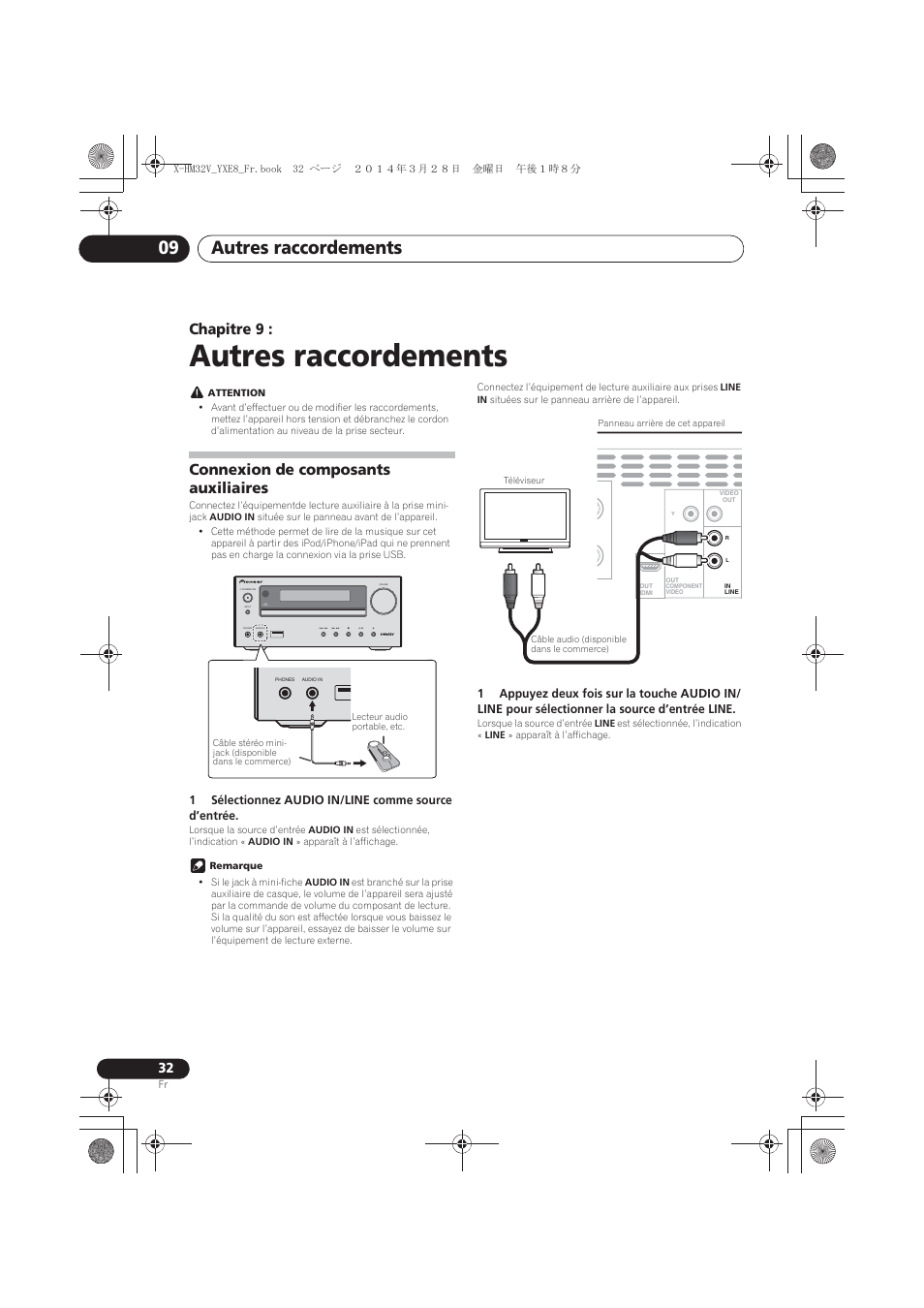 09 autres raccordements, Connexion de composants auxiliaires, Autres raccordements | Autres raccordements 09, Chapitre 9, Timer | Pioneer X-HM32V-S User Manual | Page 78 / 280