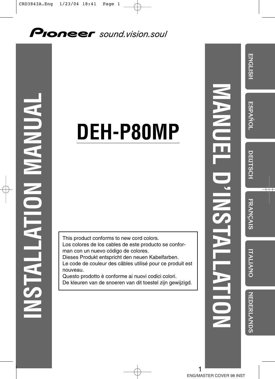 Pioneer DEH-P80MP User Manual | 74 pages