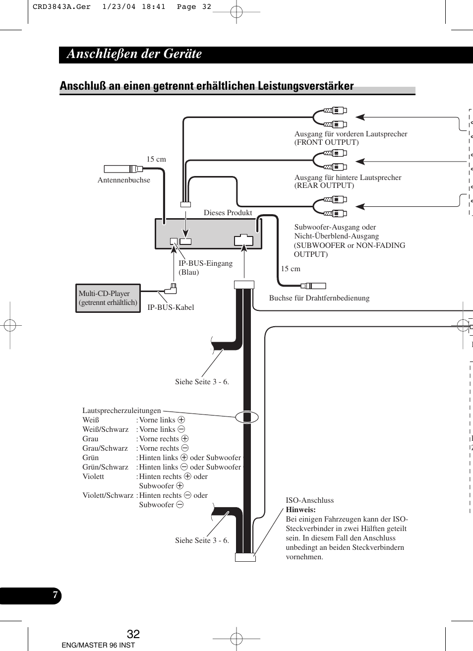 Leistungsverstärker, Anschließen der geräte | Pioneer DEH-P80MP User Manual | Page 32 / 74