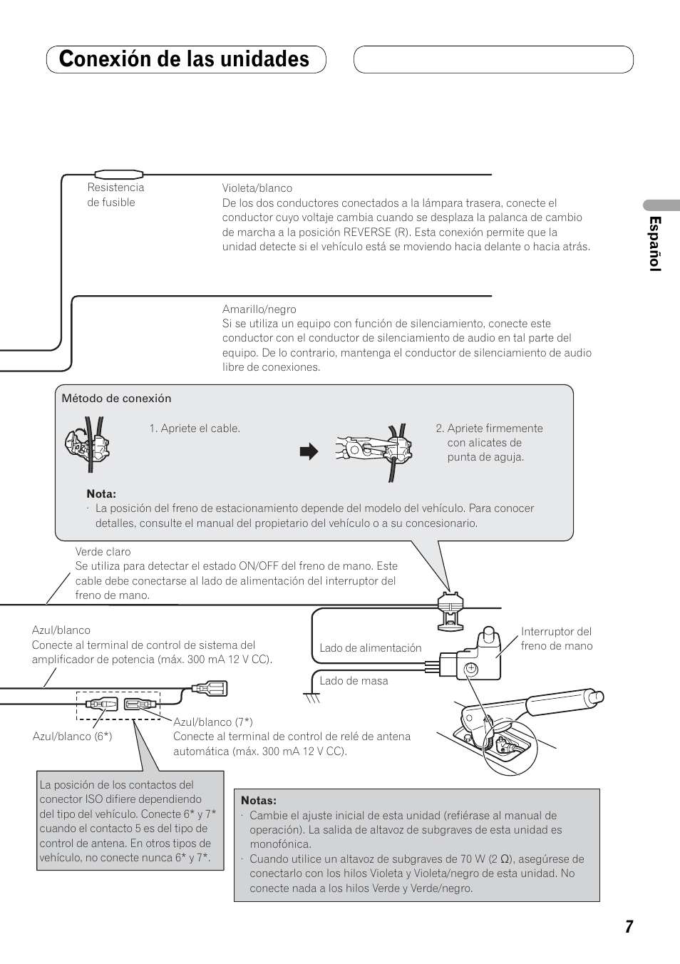 Conexión de las unidades, Español | Pioneer AVH-P3100DVD User Manual | Page 21 / 86