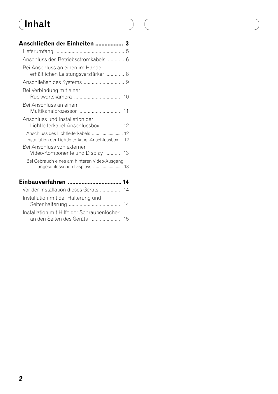 Deutsch, Inhalt | Pioneer AVH-P3100DVD User Manual | Page 30 / 86