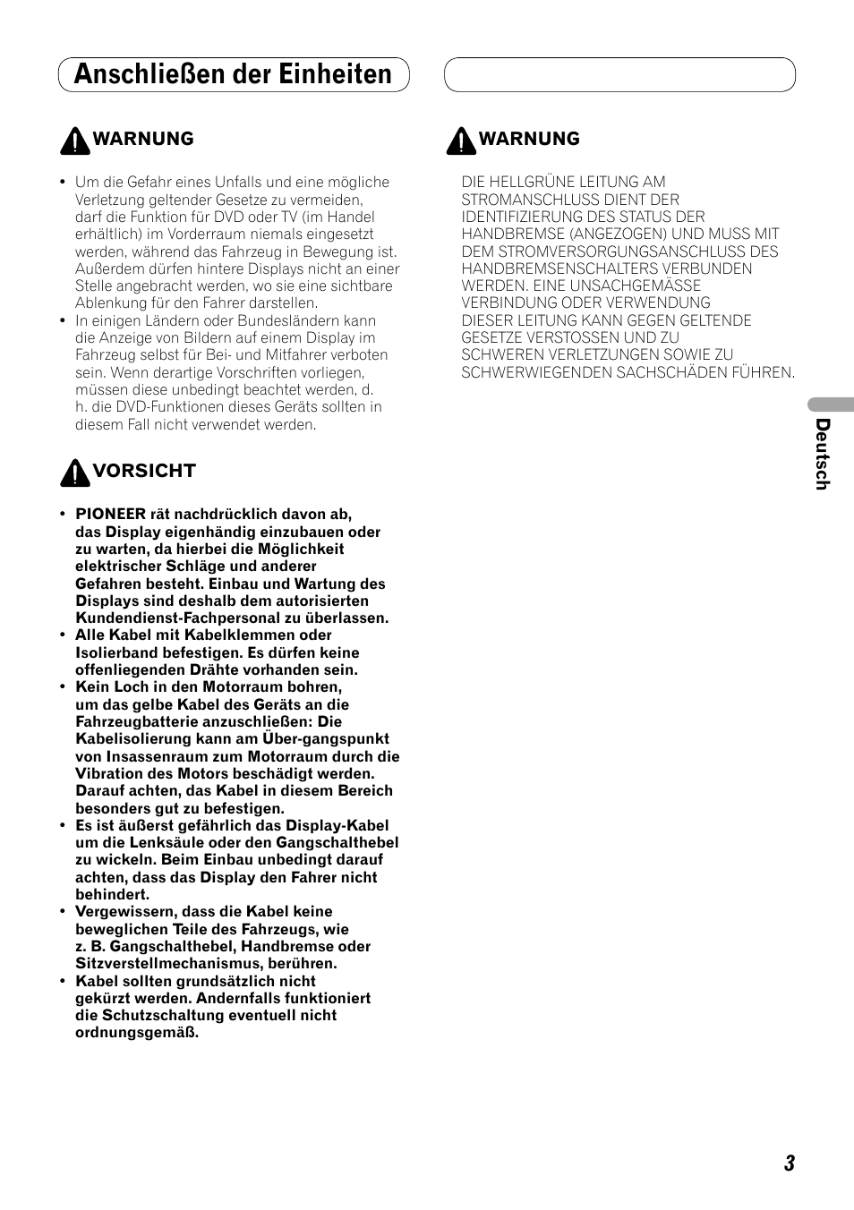 Anschließen der einheiten | Pioneer AVH-P3100DVD User Manual | Page 31 / 86