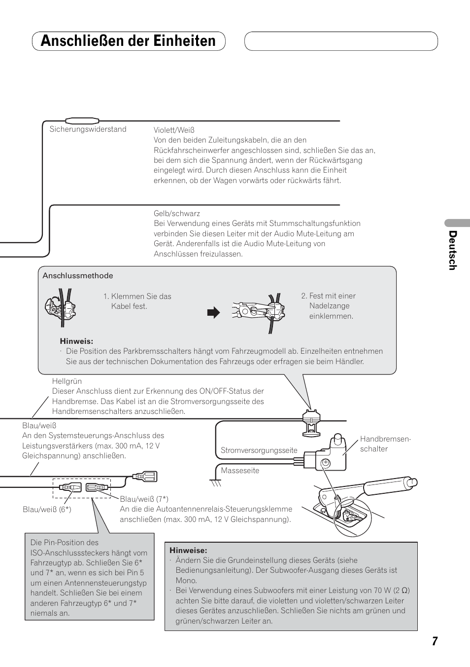 Anschließen der einheiten, Deutsch | Pioneer AVH-P3100DVD User Manual | Page 35 / 86