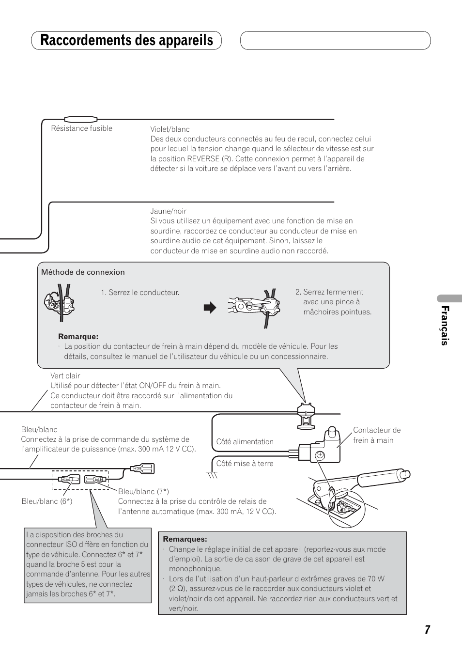 Raccordements des appareils, Français | Pioneer AVH-P3100DVD User Manual | Page 49 / 86