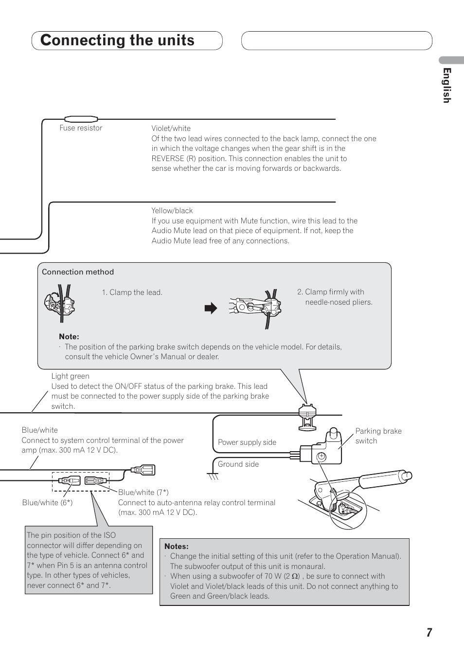 Connecting the units, English | Pioneer AVH-P3100DVD User Manual | Page 7 / 86