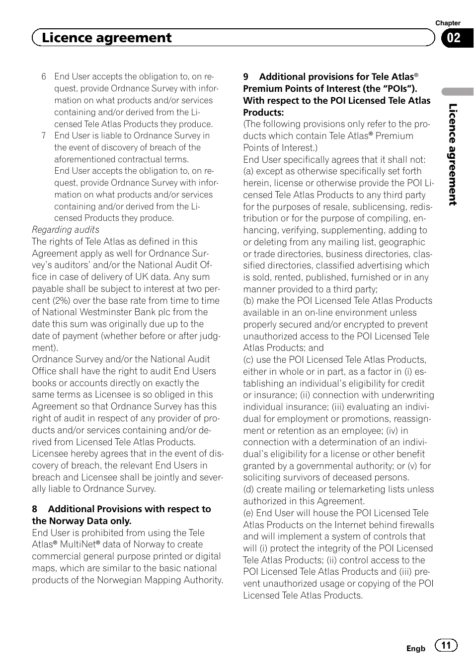 Licence agreement | Pioneer CNSD-250FM User Manual | Page 11 / 32