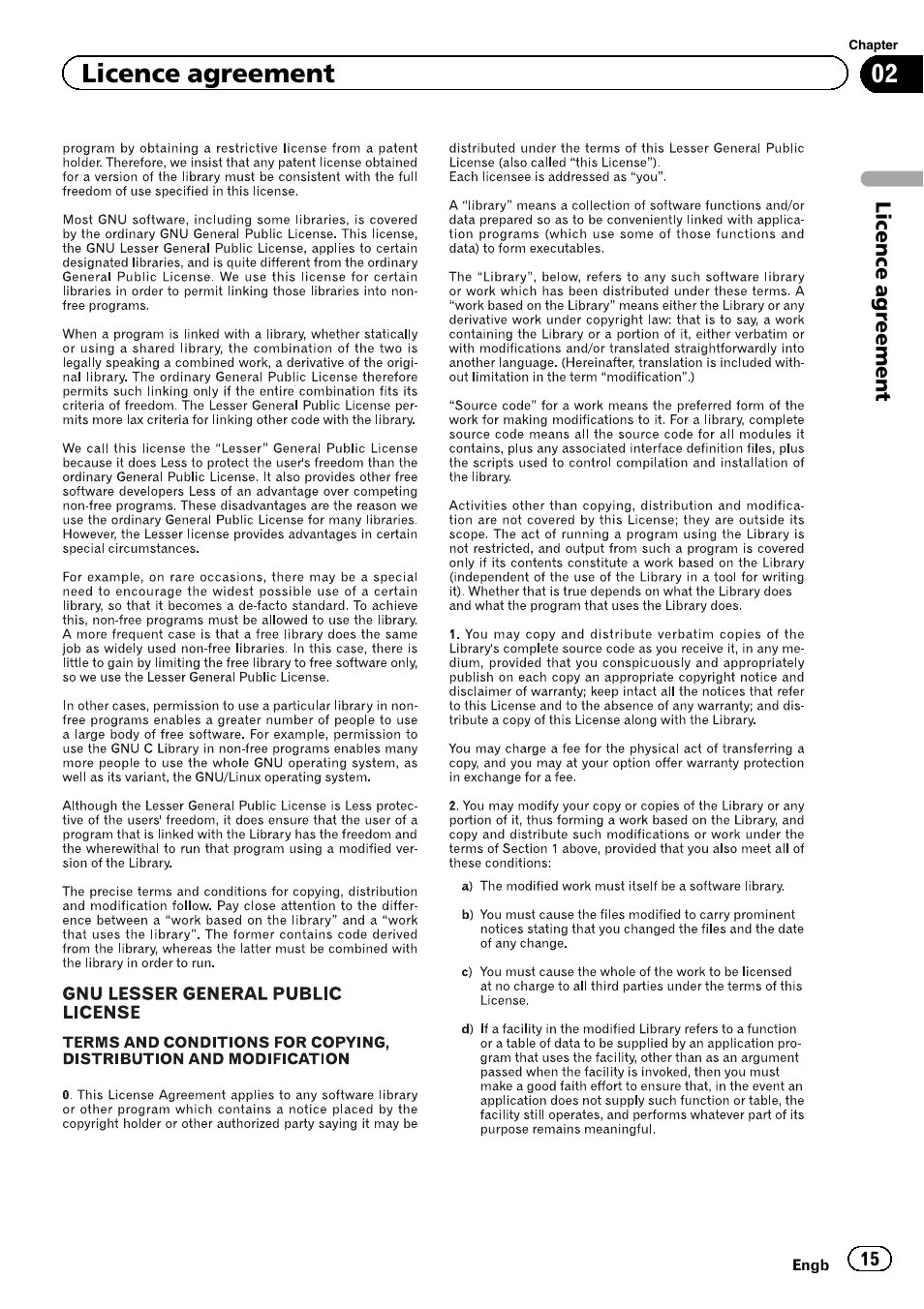 Licence agreement | Pioneer CNSD-250FM User Manual | Page 15 / 32