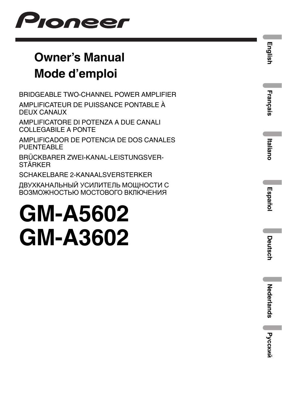 Pioneer GM-A5602 User Manual | 92 pages