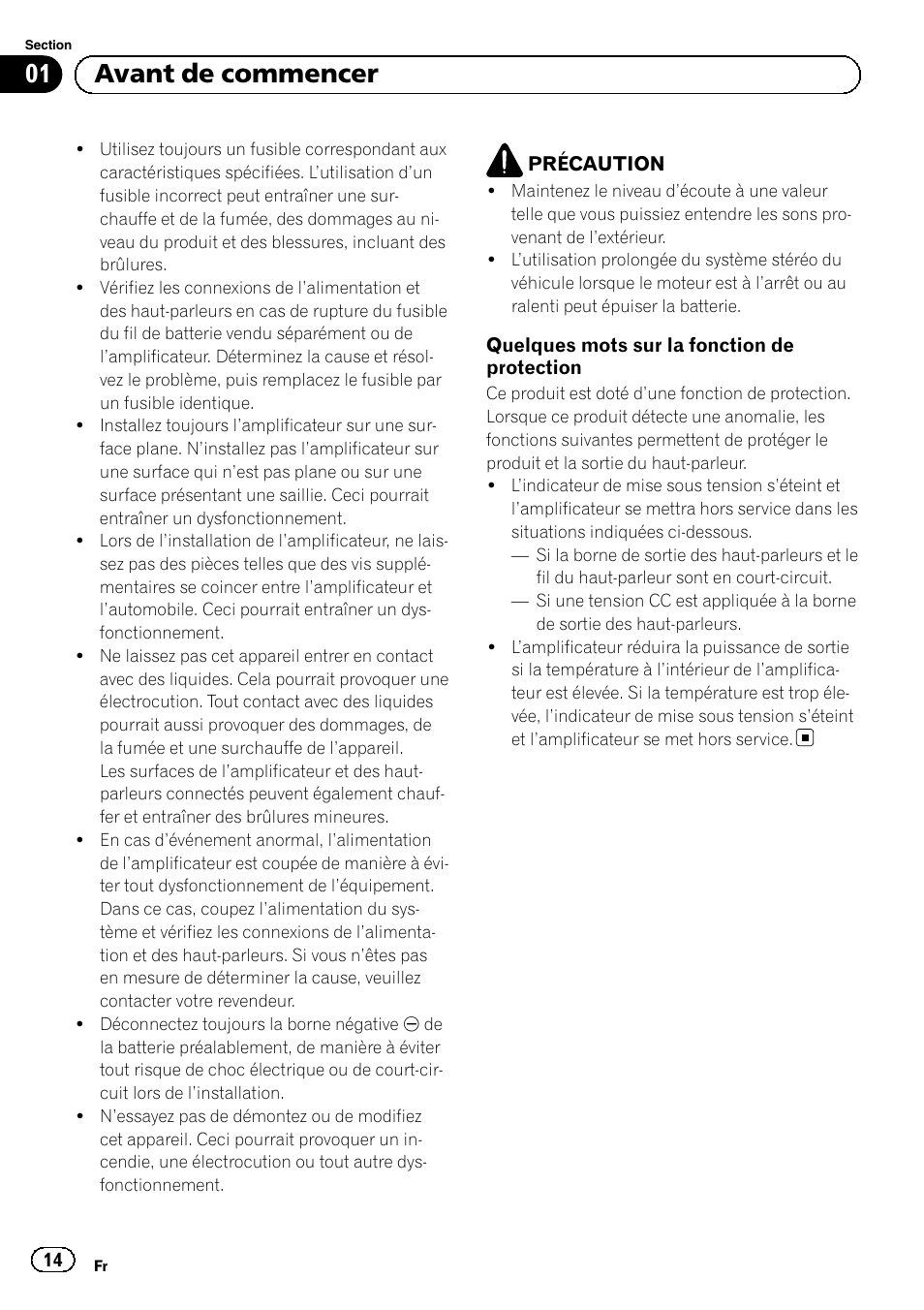 01 avant de commencer | Pioneer GM-A5602 User Manual | Page 14 / 92