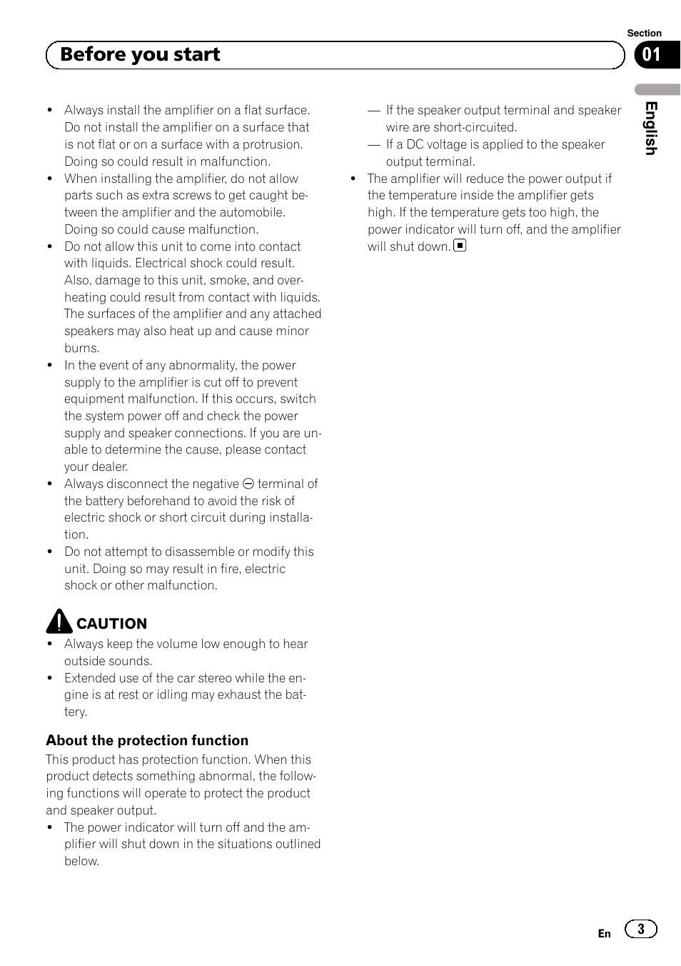 01 before you start | Pioneer GM-A5602 User Manual | Page 3 / 92