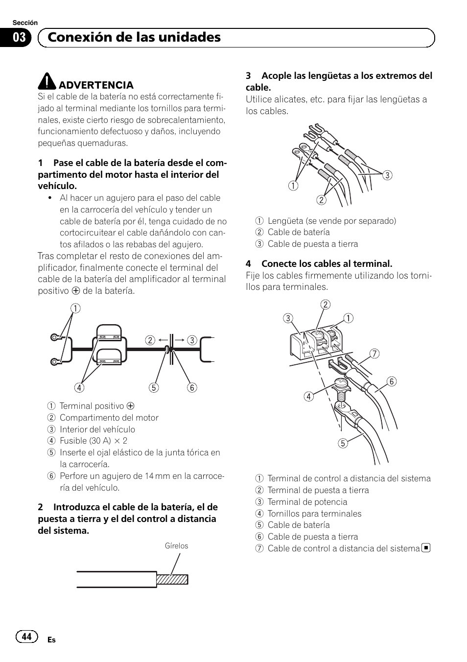 03 conexión de las unidades | Pioneer GM-A5602 User Manual | Page 44 / 92