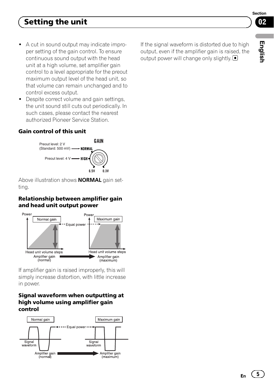 02 setting the unit | Pioneer GM-A5602 User Manual | Page 5 / 92