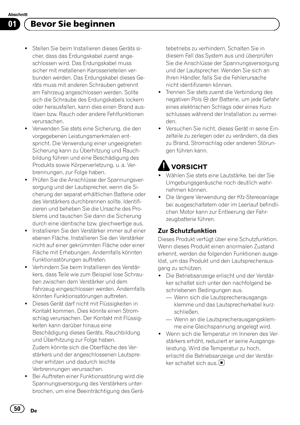 01 bevor sie beginnen | Pioneer GM-A5602 User Manual | Page 50 / 92