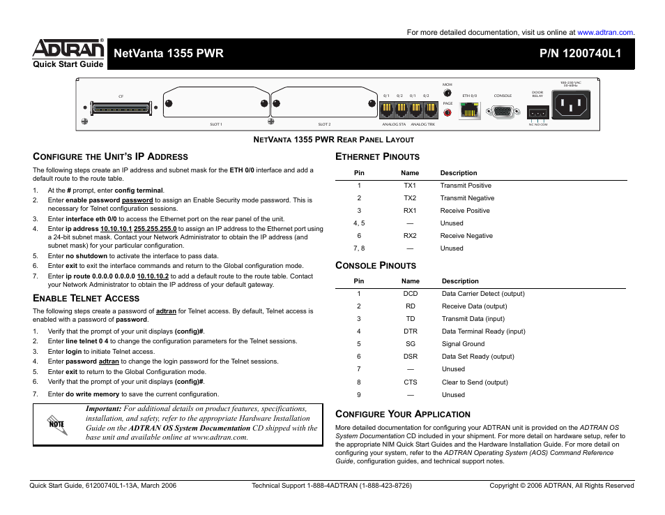 Ip a | ADTRAN 1355 PWR User Manual | Page 2 / 2