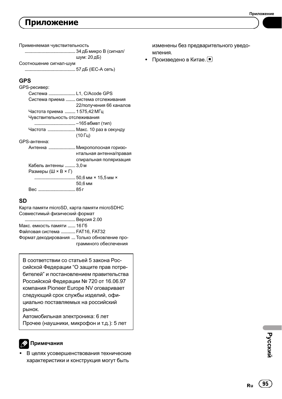 Приложение, Ру сский | Pioneer SPH-DA02 User Manual | Page 95 / 96
