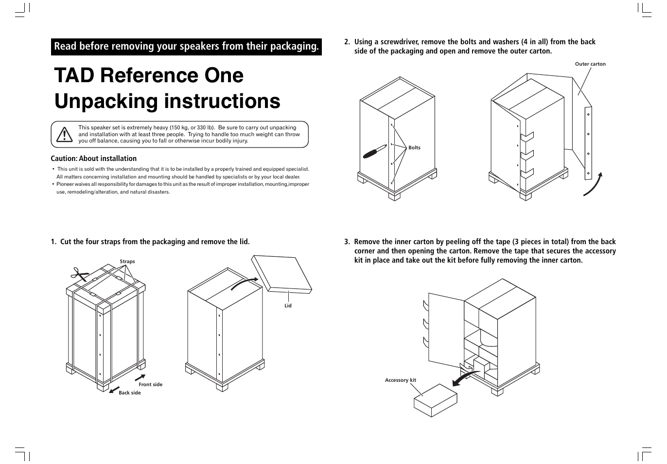 Pioneer TAD-R1 User Manual | 2 pages