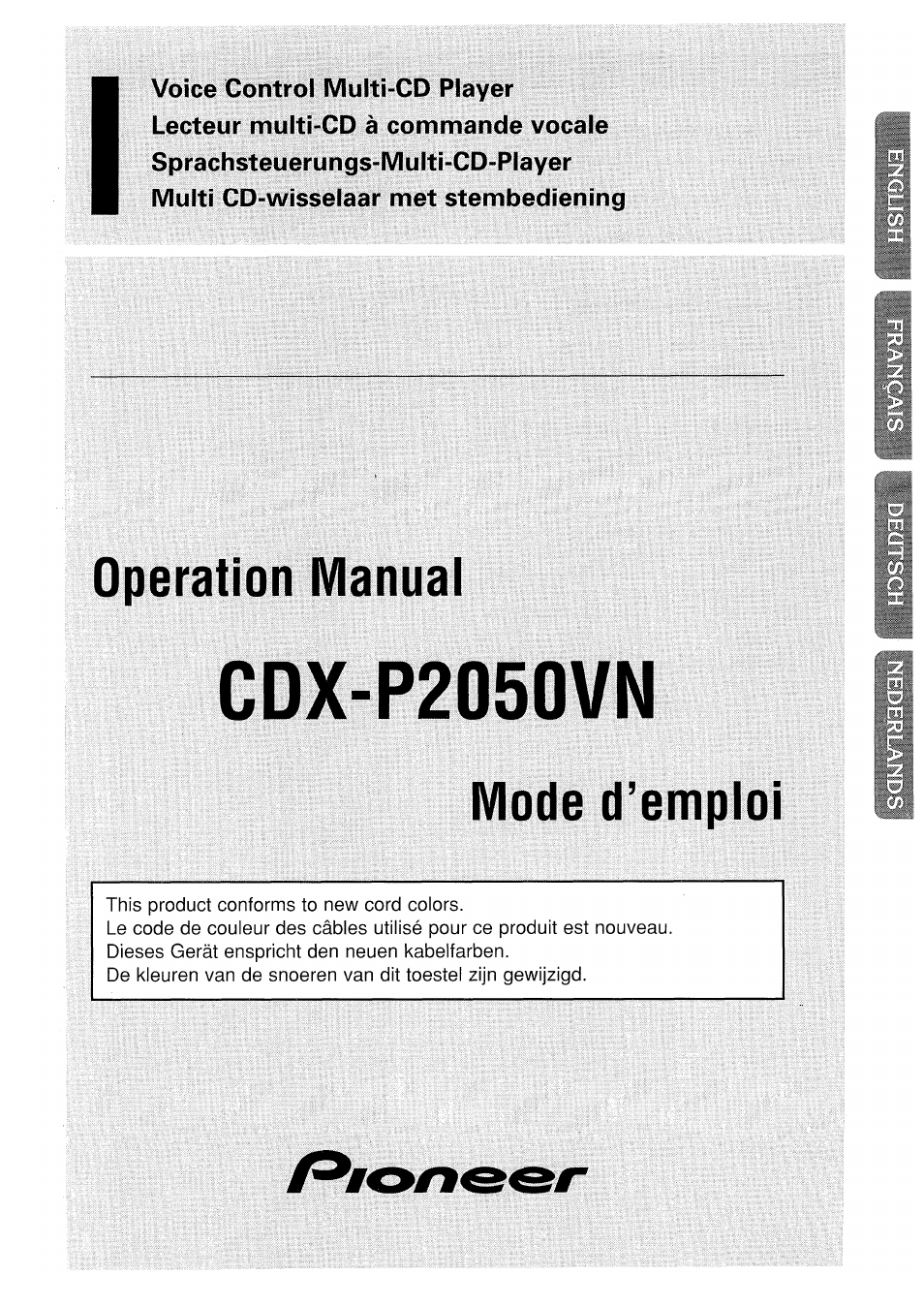 Pioneer CDX-P2050VN User Manual | 100 pages