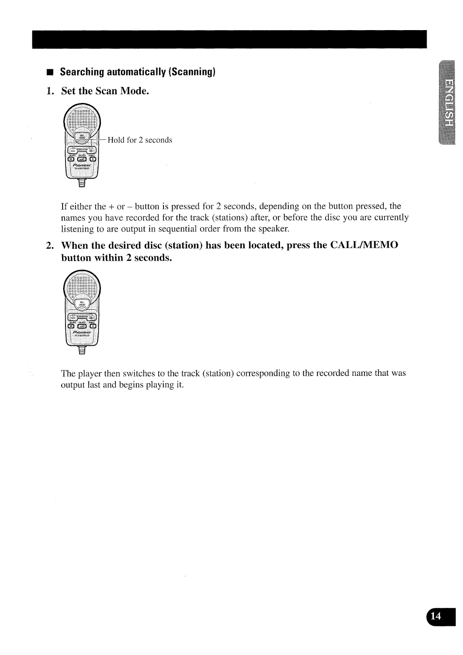 Searching automatically (scanning), Set the scan mode | Pioneer CDX-P2050VN User Manual | Page 15 / 100